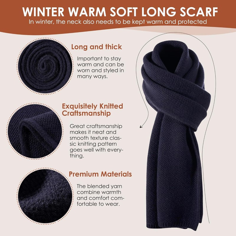JOYPICKS Women's Long Knit Scarf Winter Chunky Scarfs Warm Big Wrap Thick Winter Fashion Scarves for Outdoor Men & Women - Image 3